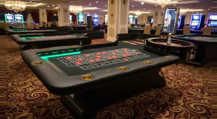 Mesa de Roleta de Cassino com Roleta 55cm, LED Verde e Display - R14